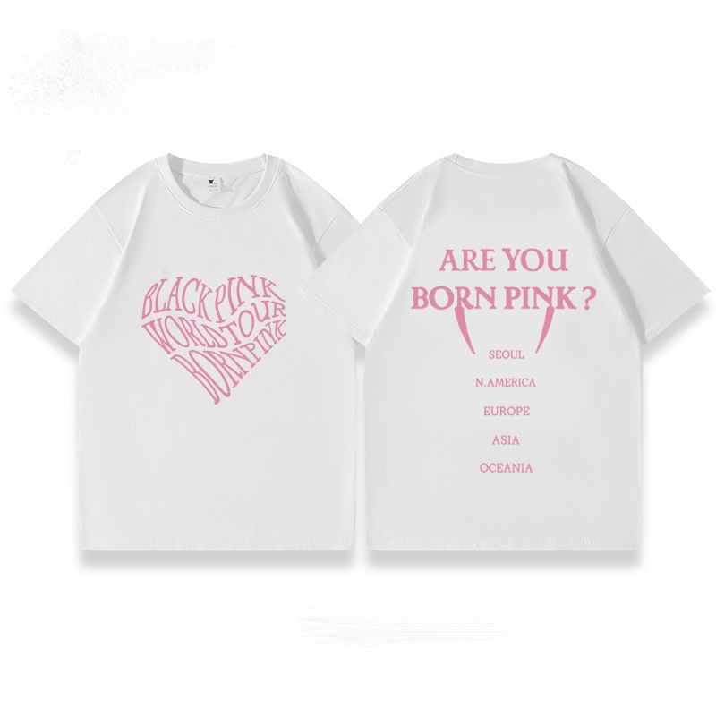 [Premium]Kaos Wanita Korean Style /Blackpink World Tour Baju Wanita Kekinian T-shirt/Lengan Pendek Heart Motif Letter kaos hitam