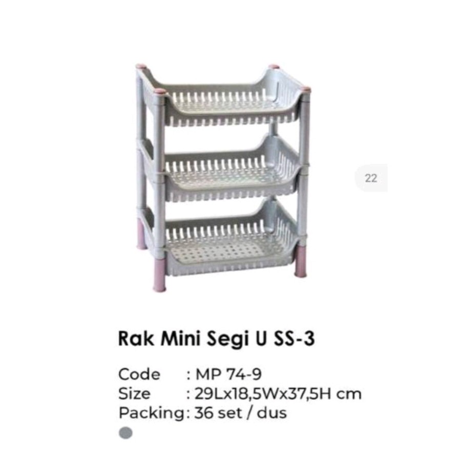 Rak Plastik Susun 3 Display Bumbu Dapur Bawang Roti MINI SEGI MPW