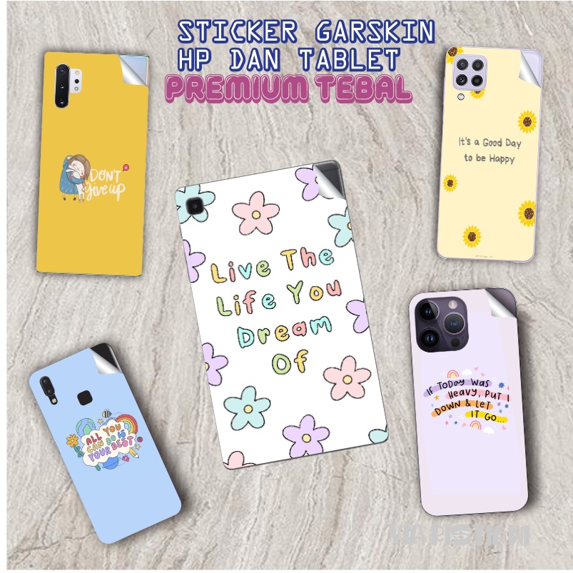 Garskin Skin HP Stiker Anti Jamur Iphone  Vivo Oppo Realme Redmi Samsung Huawei  Samsung  Stiker Pelindung All Type Handphone Tablet Quotes Pastel