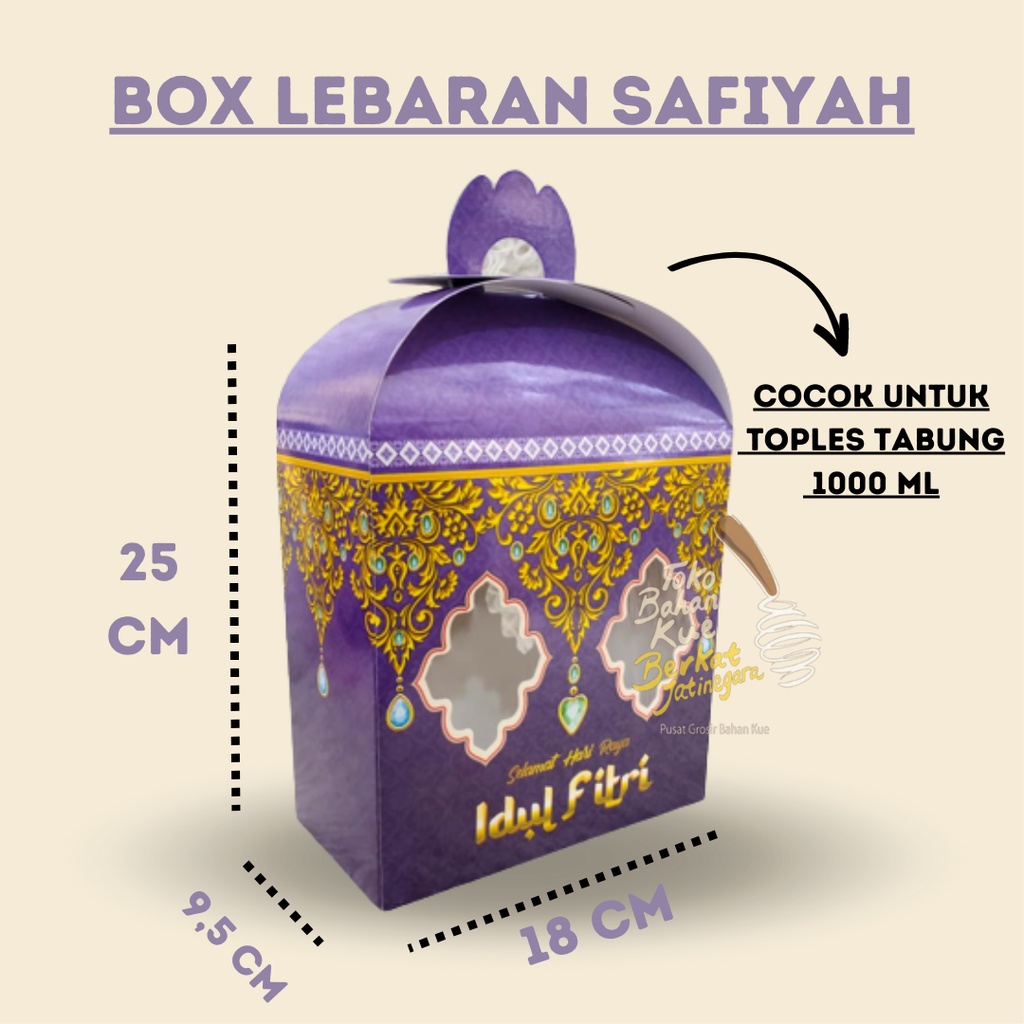 DUS/BOX/KOTAK KUE  TABUNG /BOX LEBARAN SAFIYAH / DUS HAMPERS LEBARAN / PCS