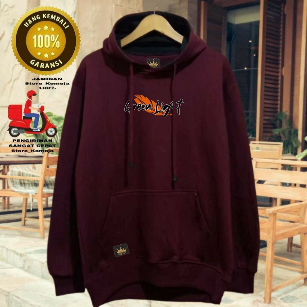 Sweater Hoodie Oversize Pria Branded Original Distro Fashion Pria Warna Bulgundi  Bahan Katun Flecee Tebal Jaket Hodie Cowok Dewasa Size Jumbo Sweter Hoddie Terlaris