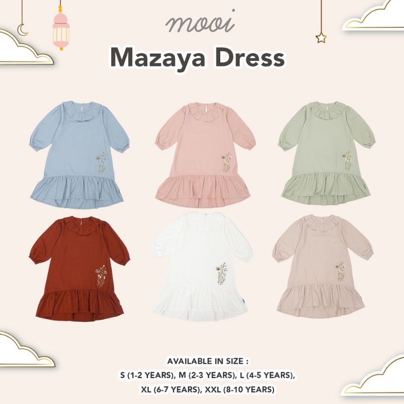 Mazaya dress mooi 1-10 thn/dress anak cewek/baju lebaran