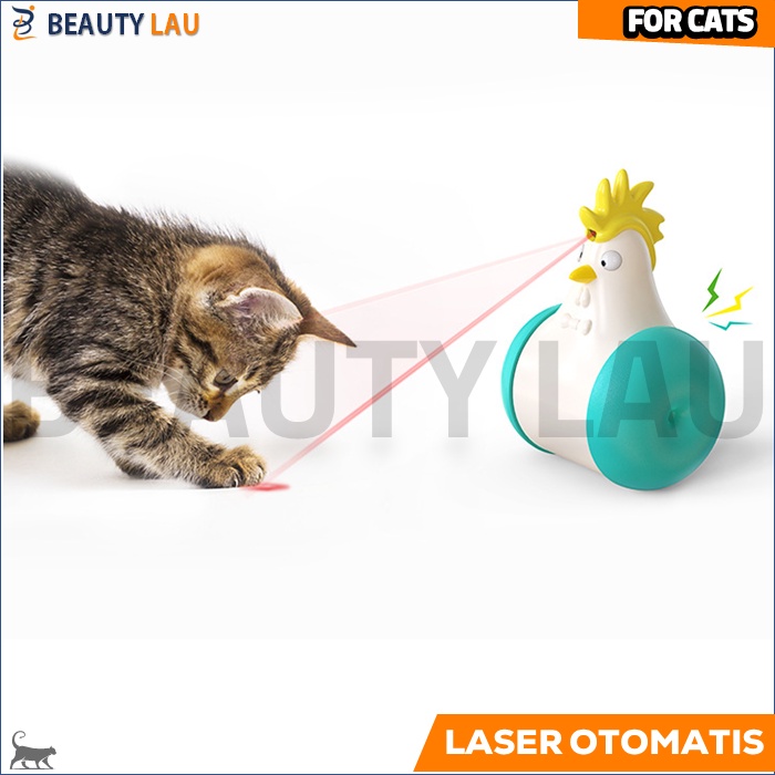 LASER KUCING BENTUK AYAM LESER MAINAN INTERAKTIF KUCING BERGERAK DAN BERSUARA CAT TOYS