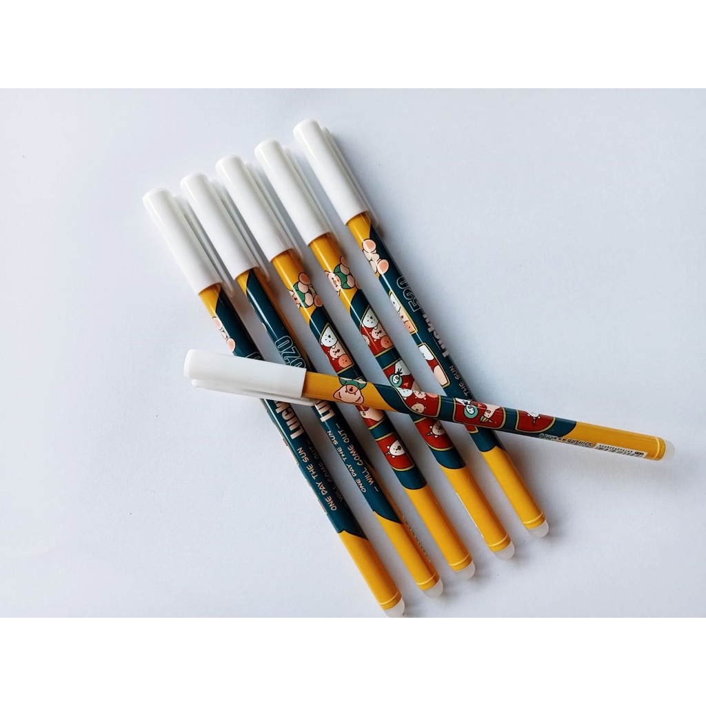 PULPEN GEL BISA HAPUS CUTE KARAKTER TINTA HITAM / PULPEN GEL KIYOWO 6 12 PCS