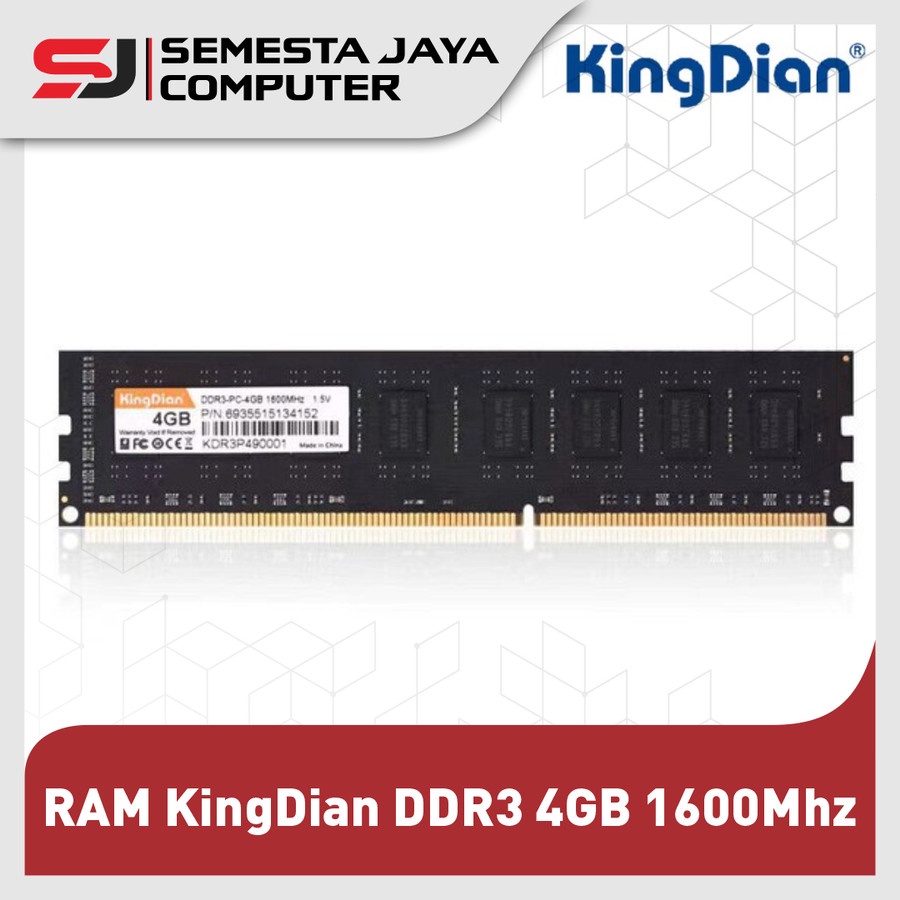 RAM KingDian DDR3 4GB 1600Mhz PC12800- Memory Longdim