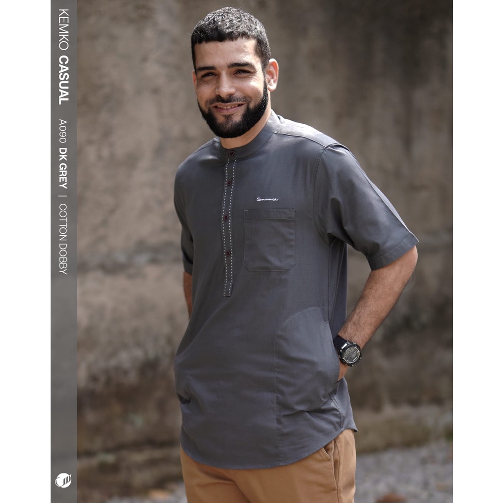 Promo Spesial Disc. 30% | Koko Pria Dewasa Samase Kemko | A090 DK Grey/Abu Tua - Lengan Pendek