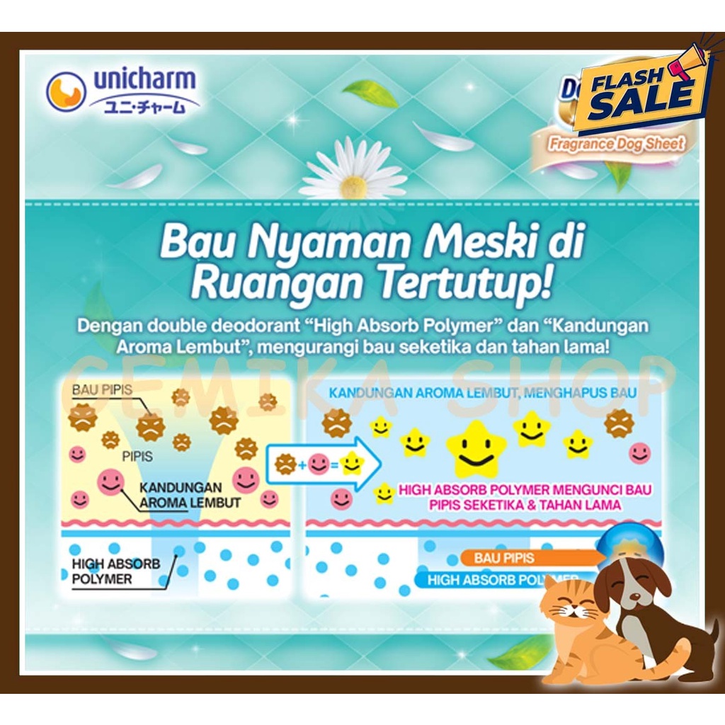 DEO SHEET UNICHARM SMALL DOG ALAS ANJING ( AROMA FLORAL / GREEN )