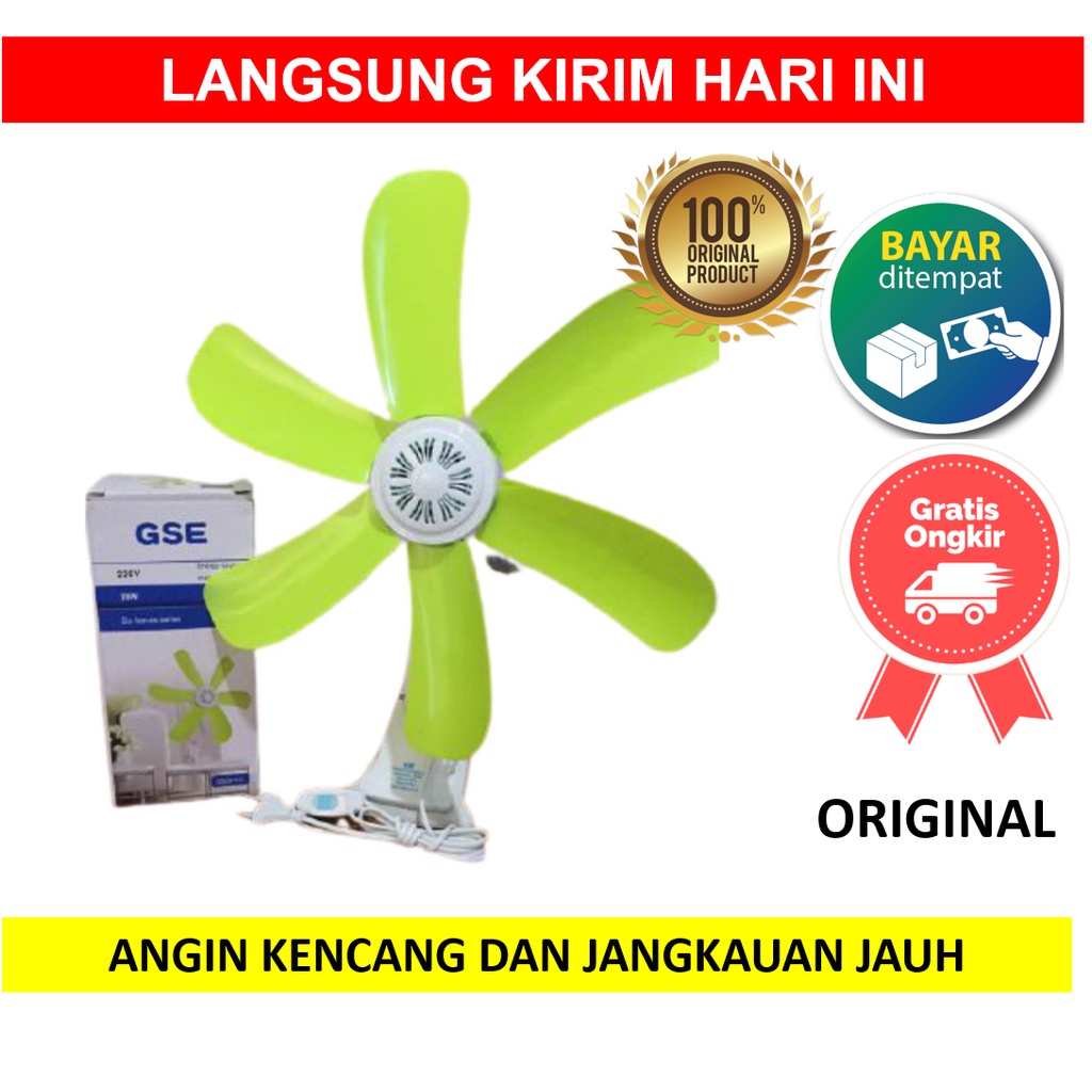 Kipas Angin Mini Lucu Listrik Jepit GSE 650 BESAR 6 Baling Fan Meja Jepitan Portabel