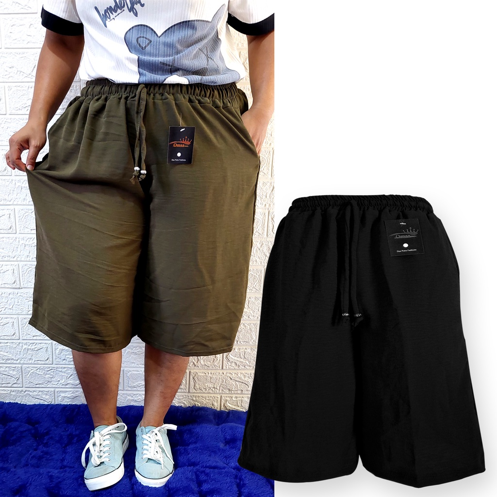 kulot pendek jumbo santai panjang selutut kekinian celana wanita dewasa highwaist crinkle premium terbaru airflow