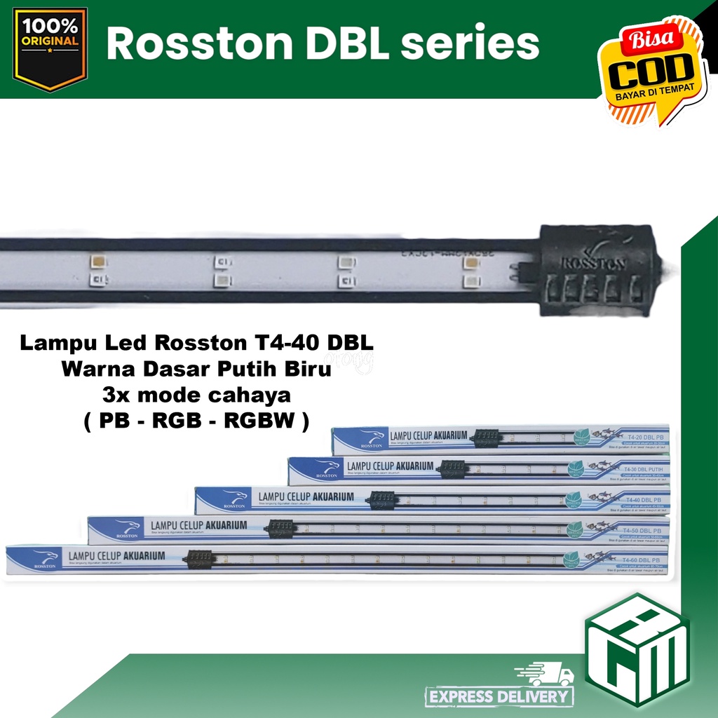 Rosston T4 40 DBL lampu led celup warna 3 in 1 aquarium kolam ikan