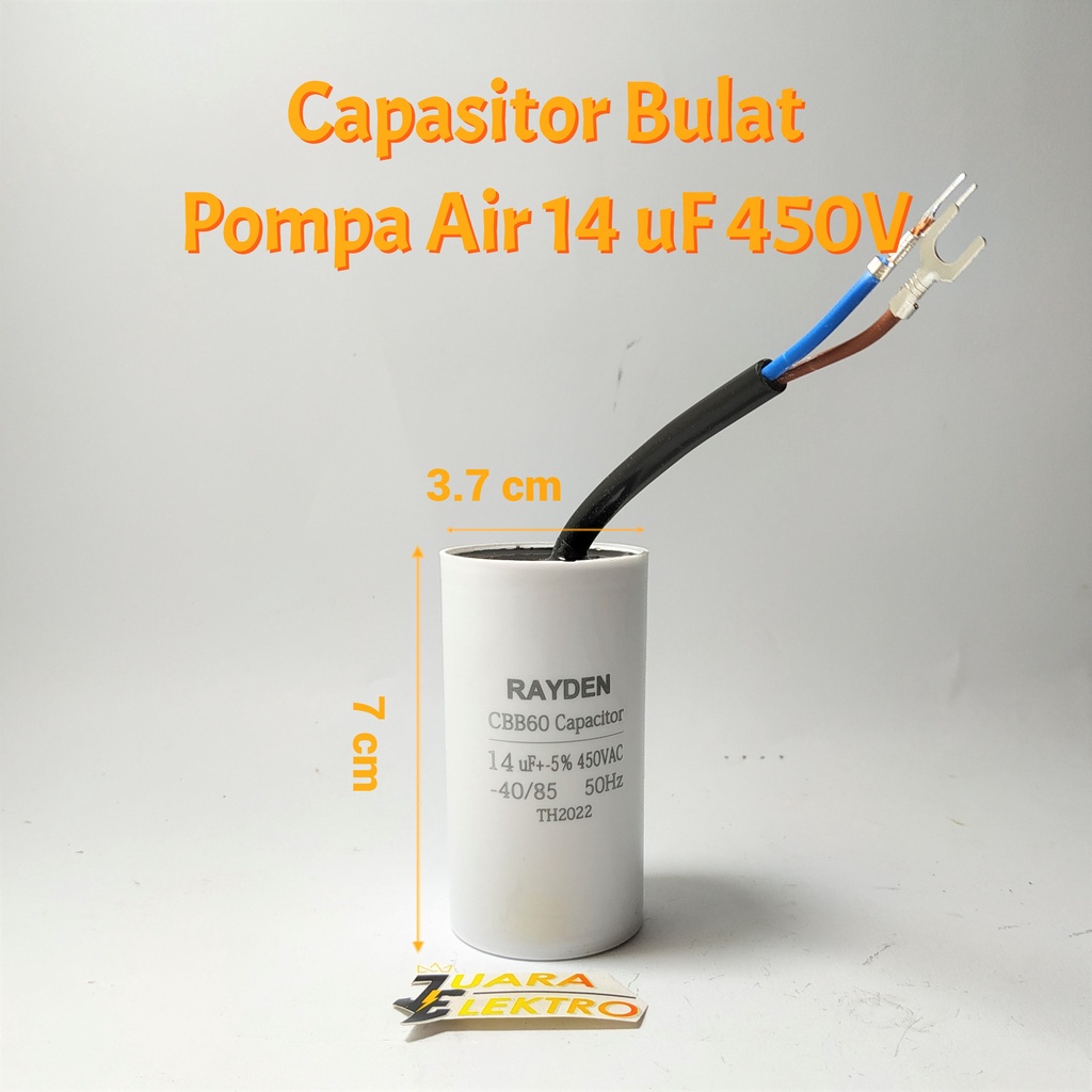 Capasitor Bulat Pompa Air 14 uF 450V | Kapasitor Pompa Air Bulat 14uF/450V | Kapasitor Kabel Bulat Panamatic