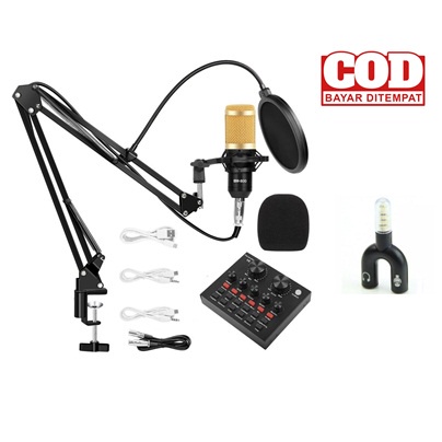 PAKET MICROPHONE MIC CONDENSER BM800 & SOUNDCARD V8S