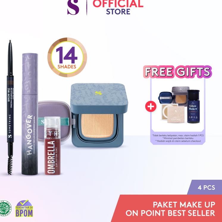 Termurah SOMETHINC [4 PCS] Paket Makeup On Point Best Seller - (HOOMAN Breathable UV Cushion, BROW W