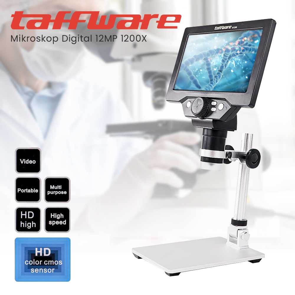 PROMO Taffware Mikroskop Digital 12MP 1200X Monitor &amp; Metal Stand - G1200 microskop microscope service hp microscope digital servis hp 7ROT9FSV