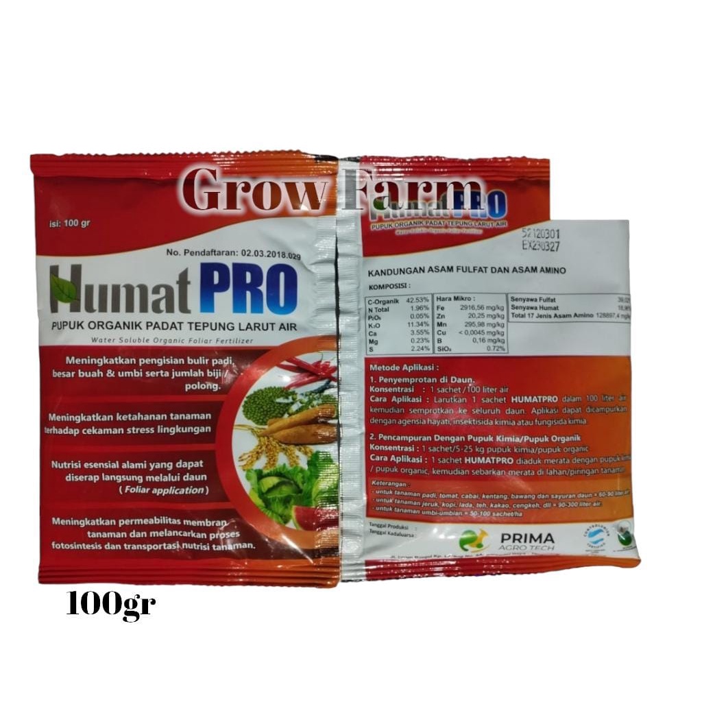 Pupuk Organik Humat Pro 100 Gram Mengandung Asam Fulfat Dan Asam Amino