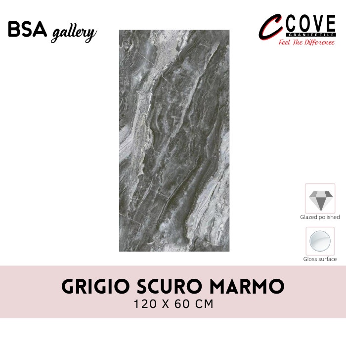 GRANIT COVE 60X120 GRIGIO SCURO MARMO / GRANITE TILE GLOSSY LANTAI