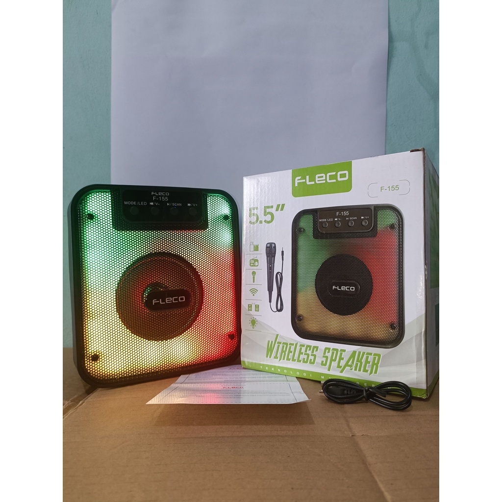 SPEAKER BLUETOOTH PORTABLE FLECO F-155 RADIO FM/MEMORI/MP3 EXTRA BASS