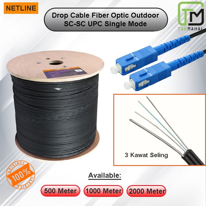 Drop Cable Fiber Optic SC Single mode 1000m Outdoor Netline 1000 meter