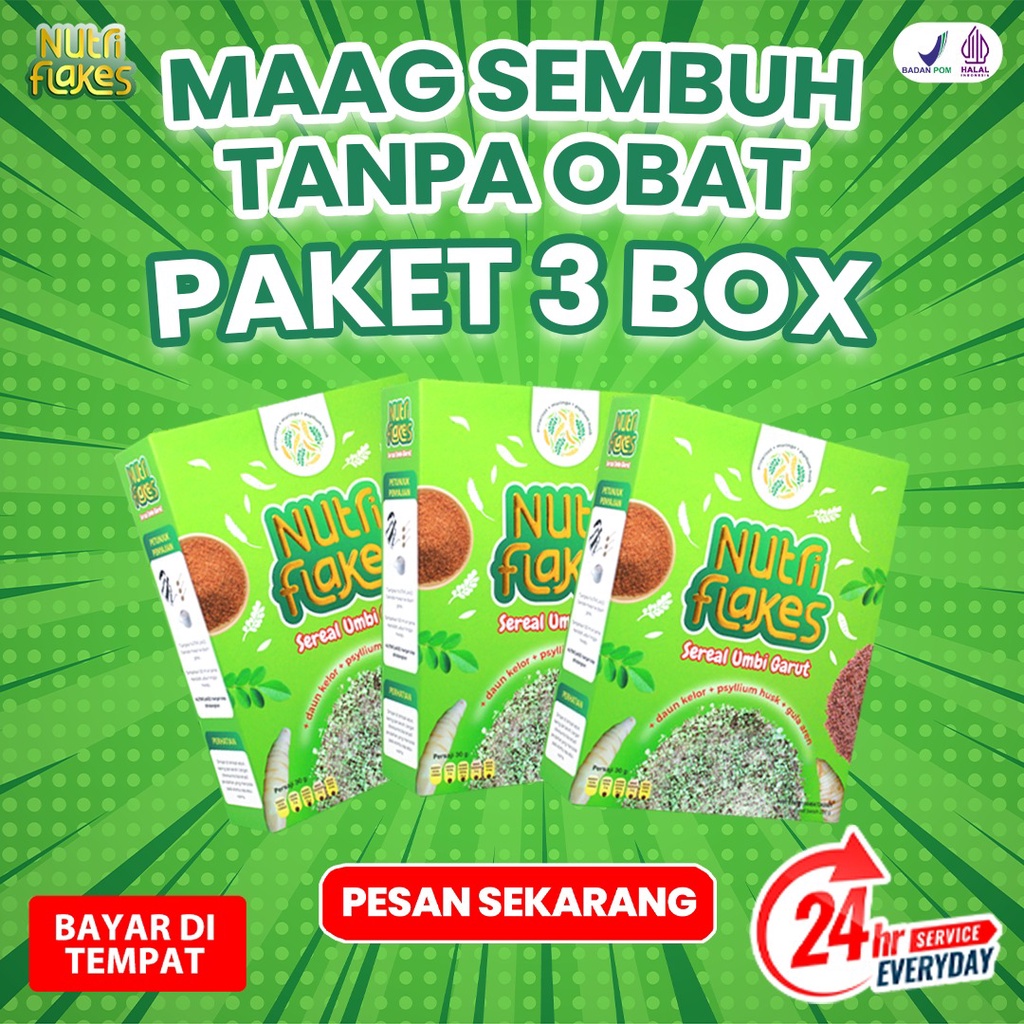 

Paket 3 Box Nutriflakes Bantu Atasi Maag Kronis Asam Lambung dan Gerd Menahun Minuman Umbi Garut & Ekstrak Daun Nutriflek Bantu Melancarkan Saluran Pencernaan dan Menjaga Kesehatan Tubuh Tokoherbal100