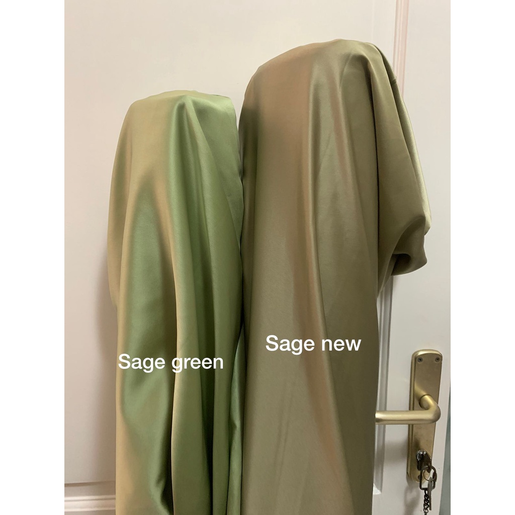 Bahan Satin Maxmara Silk Lux Premium Meteran Mewah Warna Hijau Sage Green