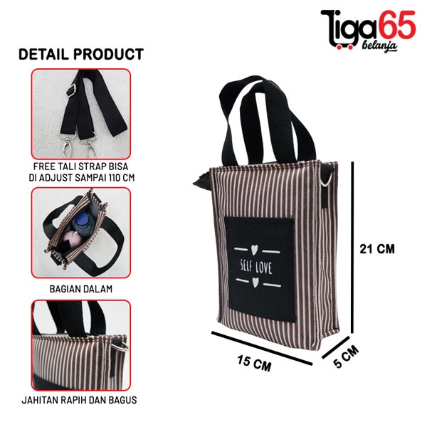 365 Tas Tote bag tenteng selempang sling Kanvas tebal kuat  Salur HL 15205