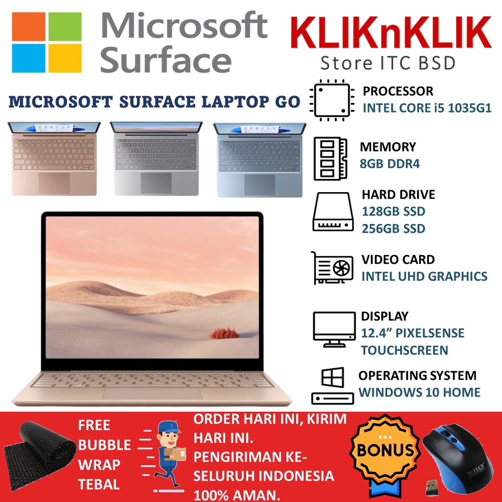 Jual LAPTOP TIPIS MICROSOFT SURFACE LAPTOP GO INTEL CORE i5 1035G1 RAM 8GB  SSD 128GB TOUCH WINDOWS 10 Shopee Indonesia
