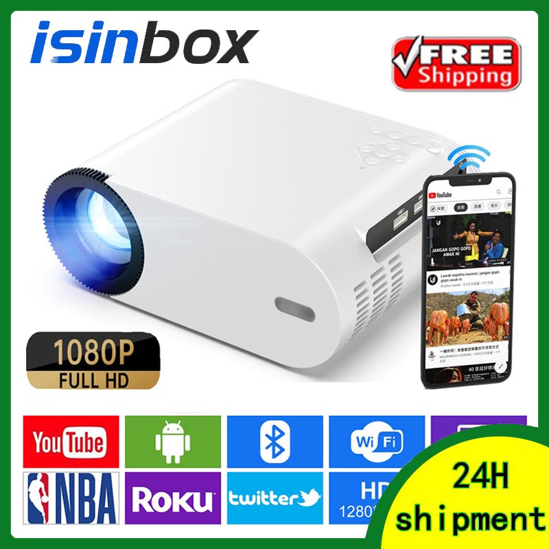 【COD + Pengiriman Gratis】Mini Proyektor Smart Android WIFI Portabel Projector 1080P HD Portable LED Cerdas Bluetooth Proyektor Untuk Ponsel iOS Android