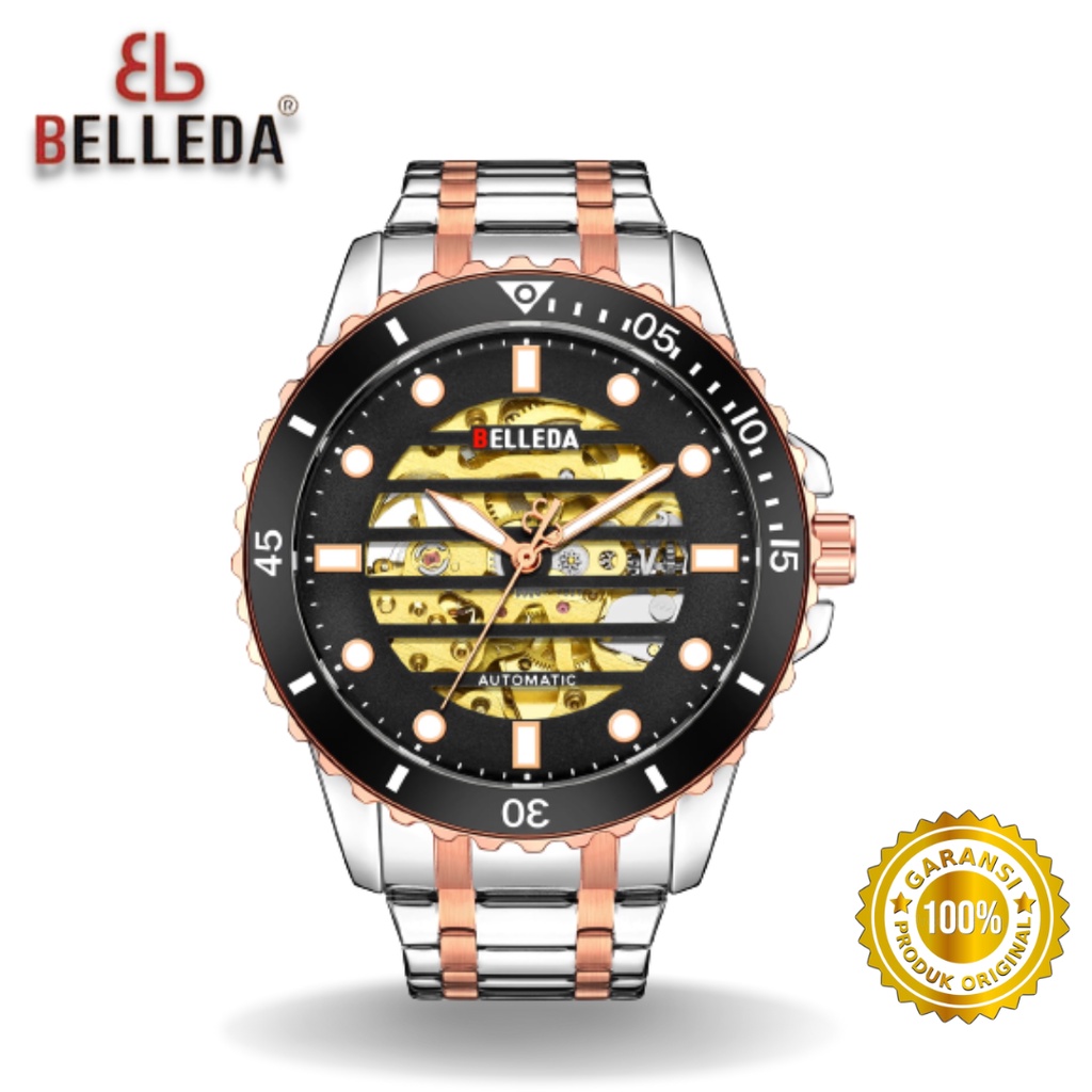 Buy 1 Get 1 Jam Tangan Pria Belleda 9352-1 Mesin Otomatis Stainless Steel Anti Air Belleda Official