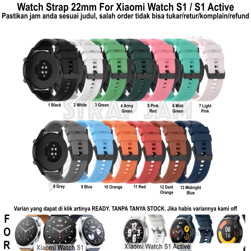 T2E 22mm Strap Smartwatch Xiaomi Watch S1 / Active - Tali Jam Pria Karet Rubber