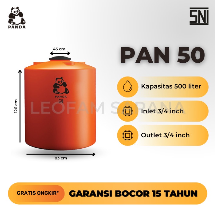 Terlaris Torn Tangki Toren Tandon Air Panda Pan 50 (500 Liter)
