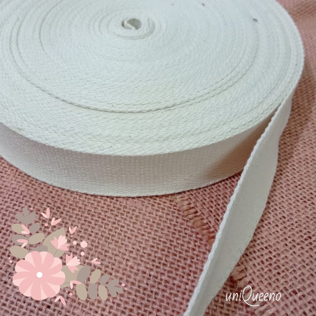 Webbing Bisban Katun 3 cm Broken White
