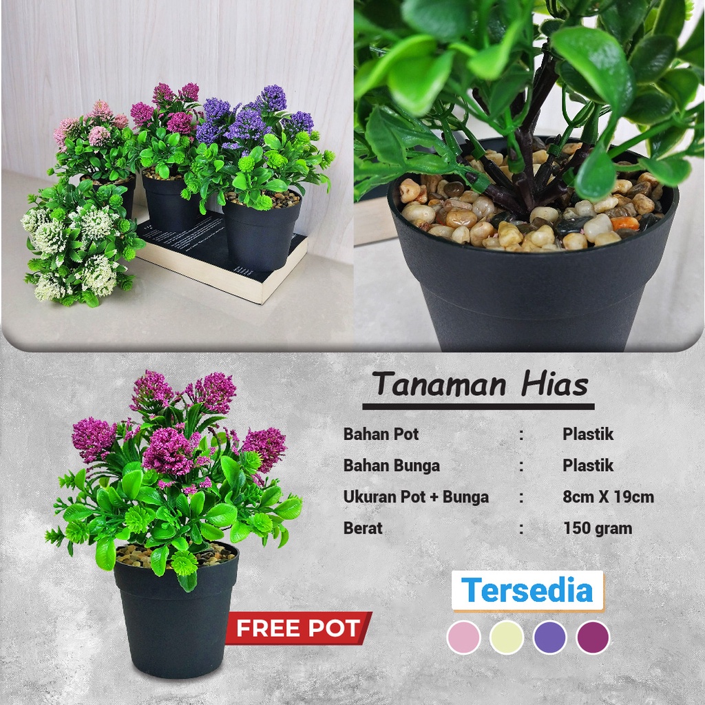 Tanaman Hias Plastik Ornamen Pot Bonsai Tanaman Bunga Pajangan Dekorasi Hiasan Rumah Import Artificial Flower Satu7an PBP89