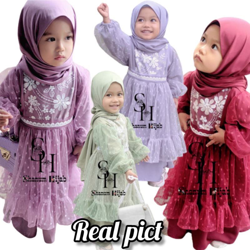 Aurora dress/gamis couple/gamis anak/gamis lebaran/dress anak/gamis bayi/couple ibu dan anak