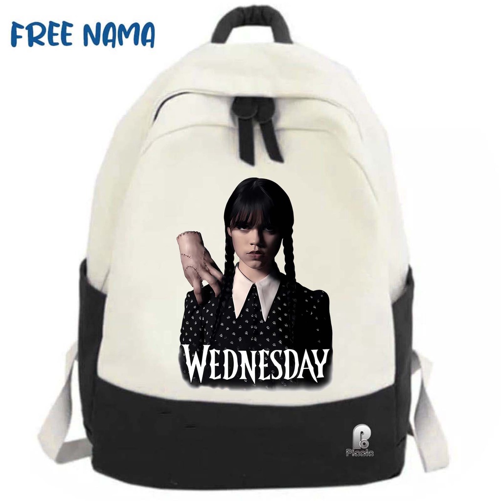 TAS RANSEL BACKPACK ANAK SEKOLAH MOTIF WEDNESDAY ADDAMS (FREE NAMA)