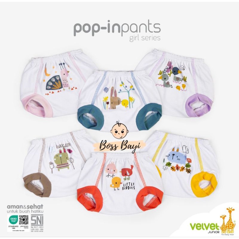 VELVET JUNIOR POP-INPANTS / Celana Pop / Celana Kacamata Bayi Anak per 3pcs