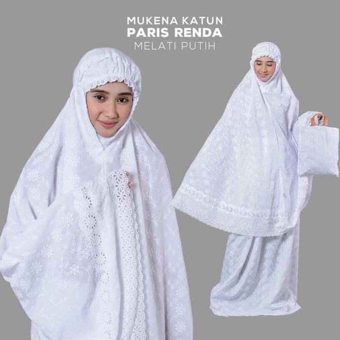 Mukena Putih Katun Paris Dobble Renda / Mukena Bagus