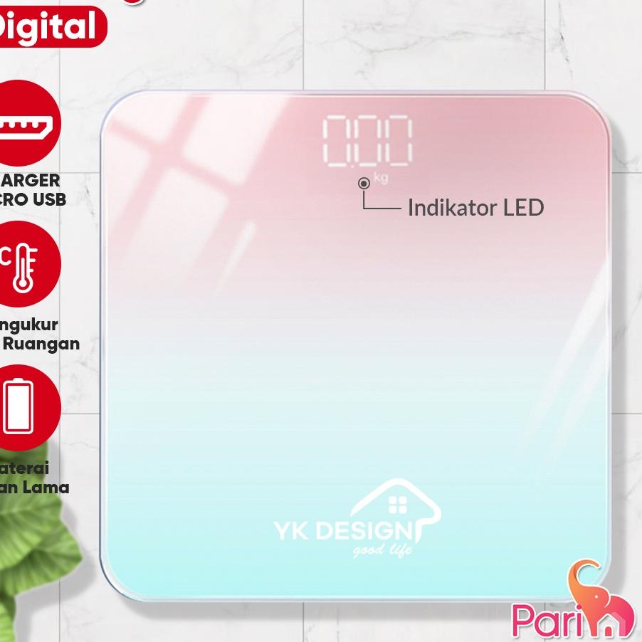 ❃ TIMBANGAN Timbangan Berat Badan Mini Digital BODY 180 KG Recharger USB YK DESIGN YK-169A ✹