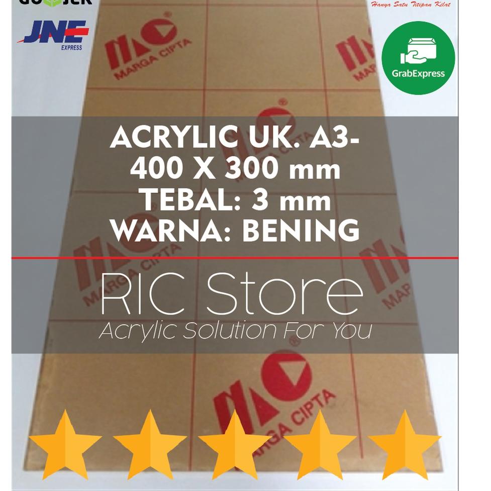

✨12.12✨ Acrylic / Akrilik Lembaran Uk. A3 - 40x30 Tebal 3mm (BENING) 