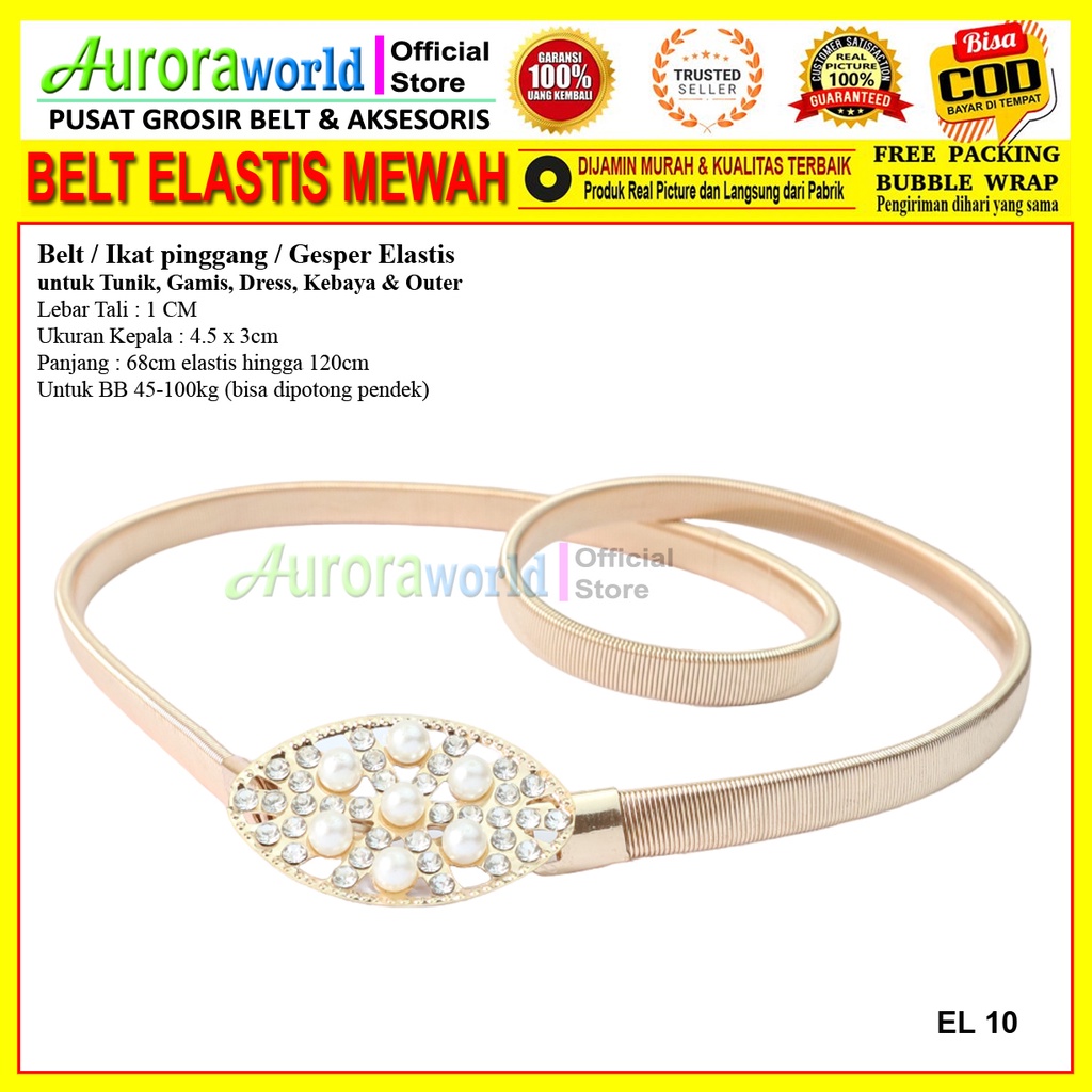 Auroraworld gesper elastis belt wanita ikat pinggang