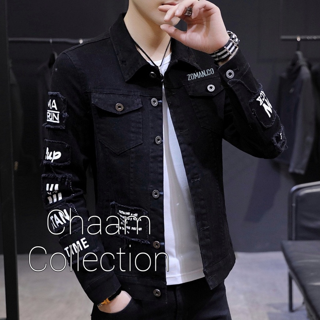 Best Seller Jaket Jeans Denim Z01 Emblem|Jaket Jeans Hitam Pria dan Wanita|Jaket Denim Size M L dan XL|Jaket Hitam Polos|Jaket Denim Motif Bordir