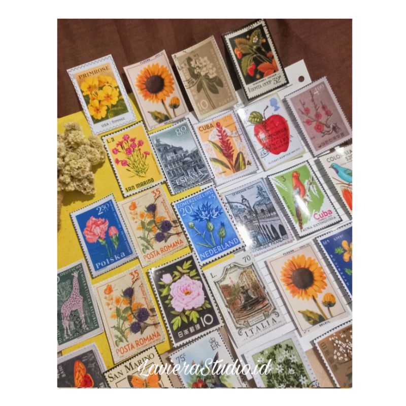 

20 pcs Aesthetic perangko stiker jurnal | journaling stiker | stiker jurnal aesthetic