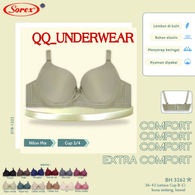 Bh Sorex 3262 Bra Sorex Kawat Busa Sedang Cup Besar Size 36-42 Kait 3 Terlaris / Bh Sorex 3262 / Bra Sorex 3262