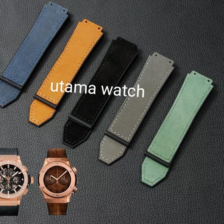 ➴ Strap Tali Jam Tangan hublot kulit  hitam coklat Tali jam hublot Geneve tali jam hublot big bang  