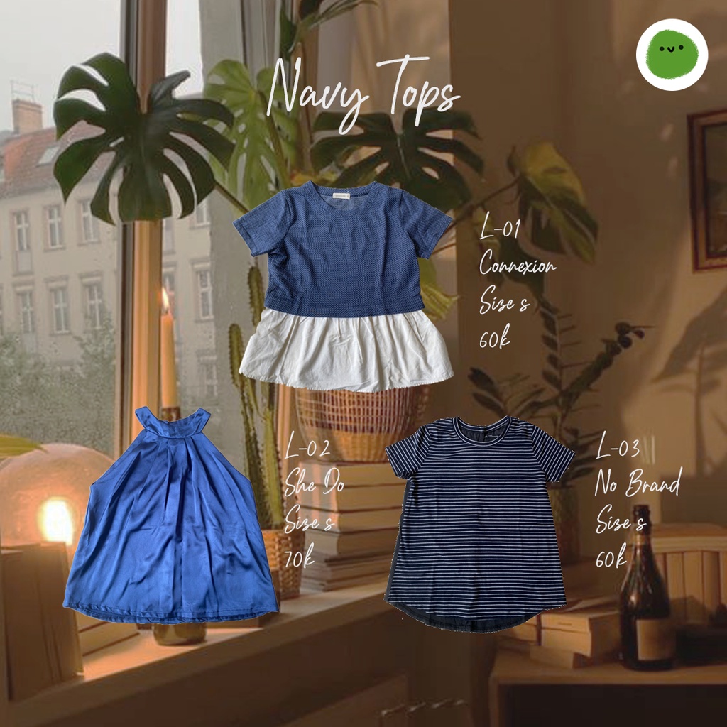 Navy Tops / Atasan Wanita Biru Dongker