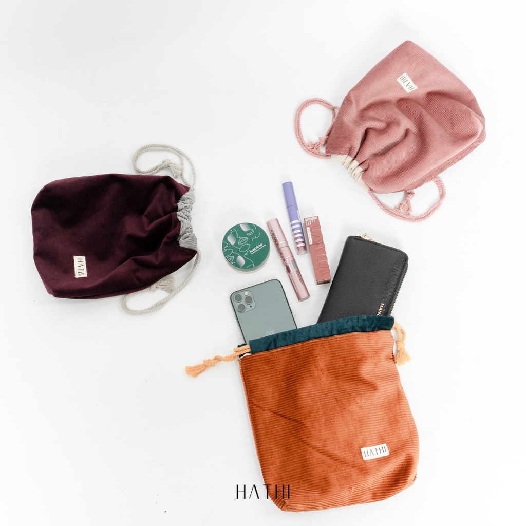 Tatty Drawstring Pouch // Pouch Corduroy // Pouch Serut