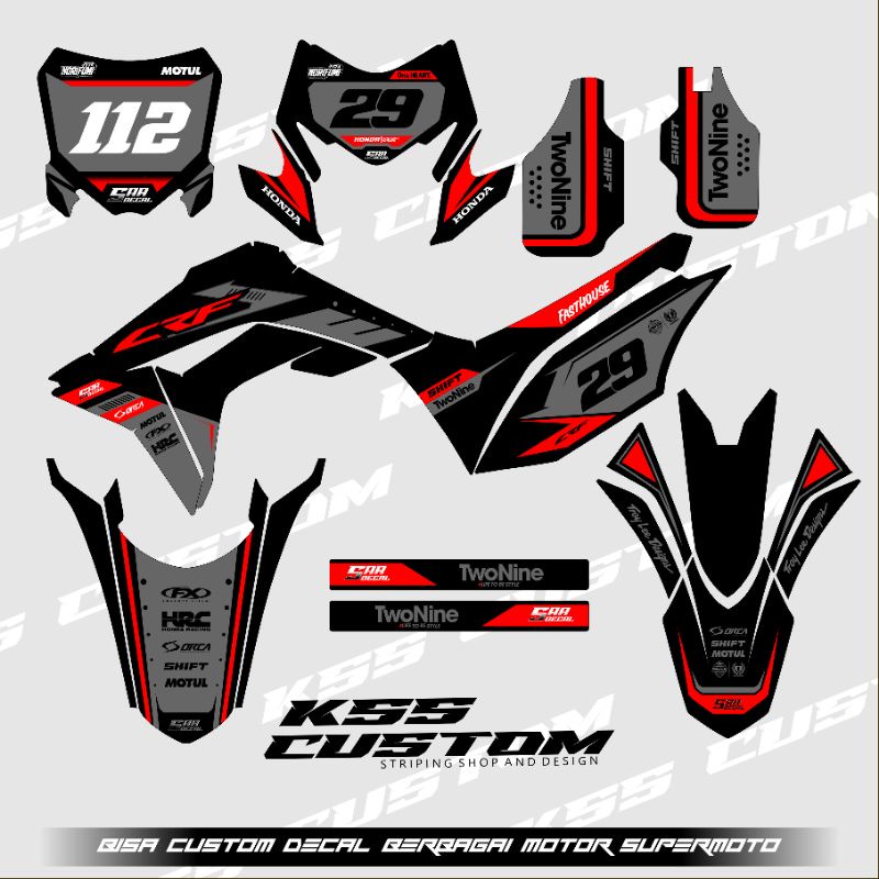 DECAL CRF150L FULL BODY MERAH PUTIH - DECAL CRF 150 L SIMPEL - DECAL CRF 150 L FAST HOUSE decal hudg