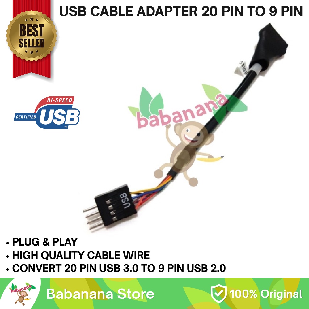 Kabel konverter 2.0 9 pin to usb 3.0 20 pin motherboard 20pin 9pin