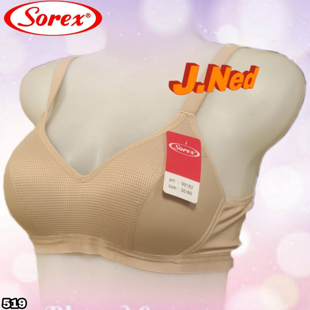 J519 - BRA/BH WANITA SOREX BUSA TIPIS TANPA KAWAT CUP B SIZE 36 - 42