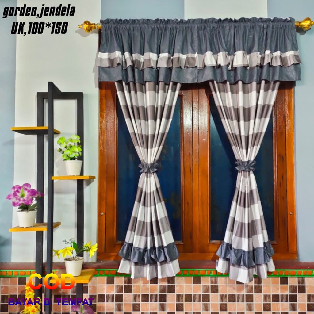 ✅COD Horden Gorden Jendela 100x150 Rumbai Poni Aneka Motif Dan Warna Home Decor Dekor Dekorasi Hiasan Kamar Aesthetic Ruang Tamu Perlengkapan Rumah