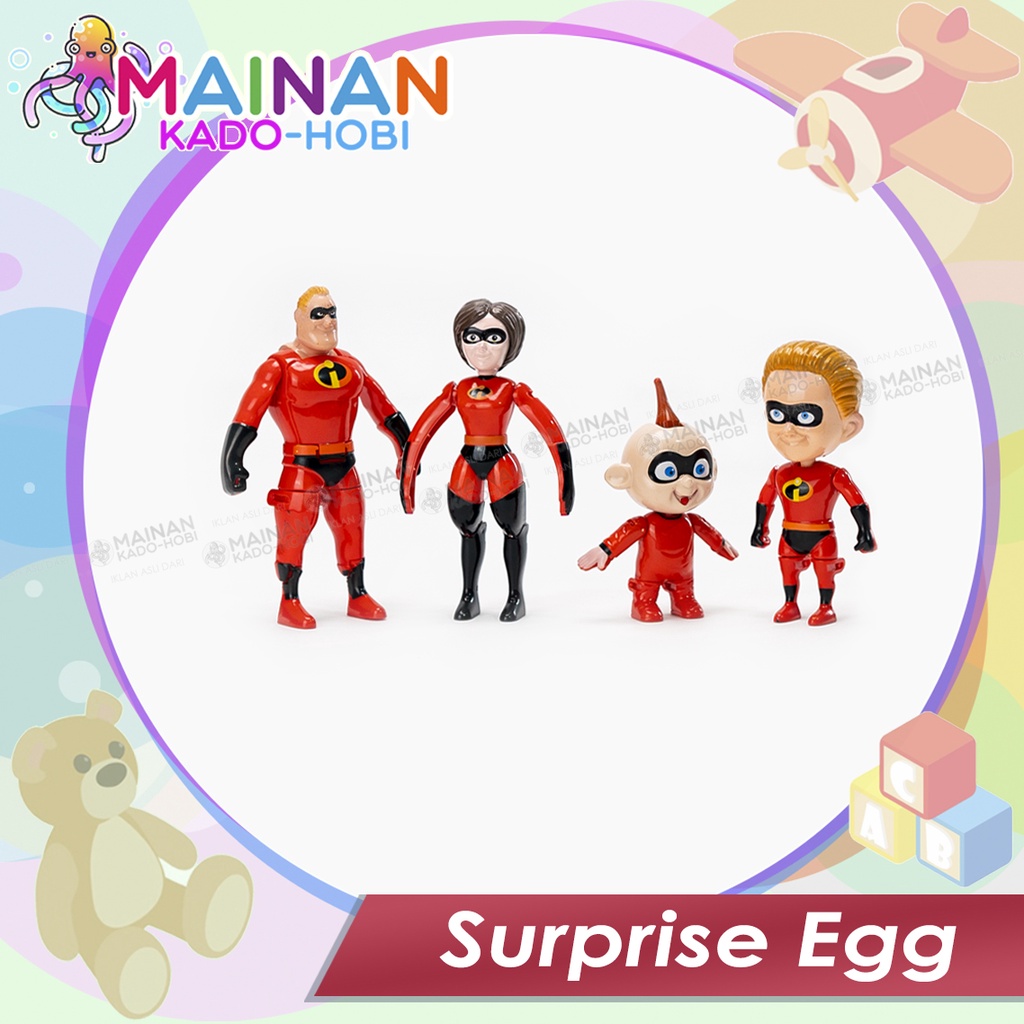 MAINAN SENSORIK MOTORIK ANAK TELUR SURPRISE EGG KARAKTER INCREDIBLES